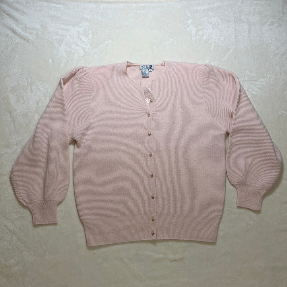Adele Joyce Pink Vintage Lambswool Angora Cardigan Sweater Women Med Excellent